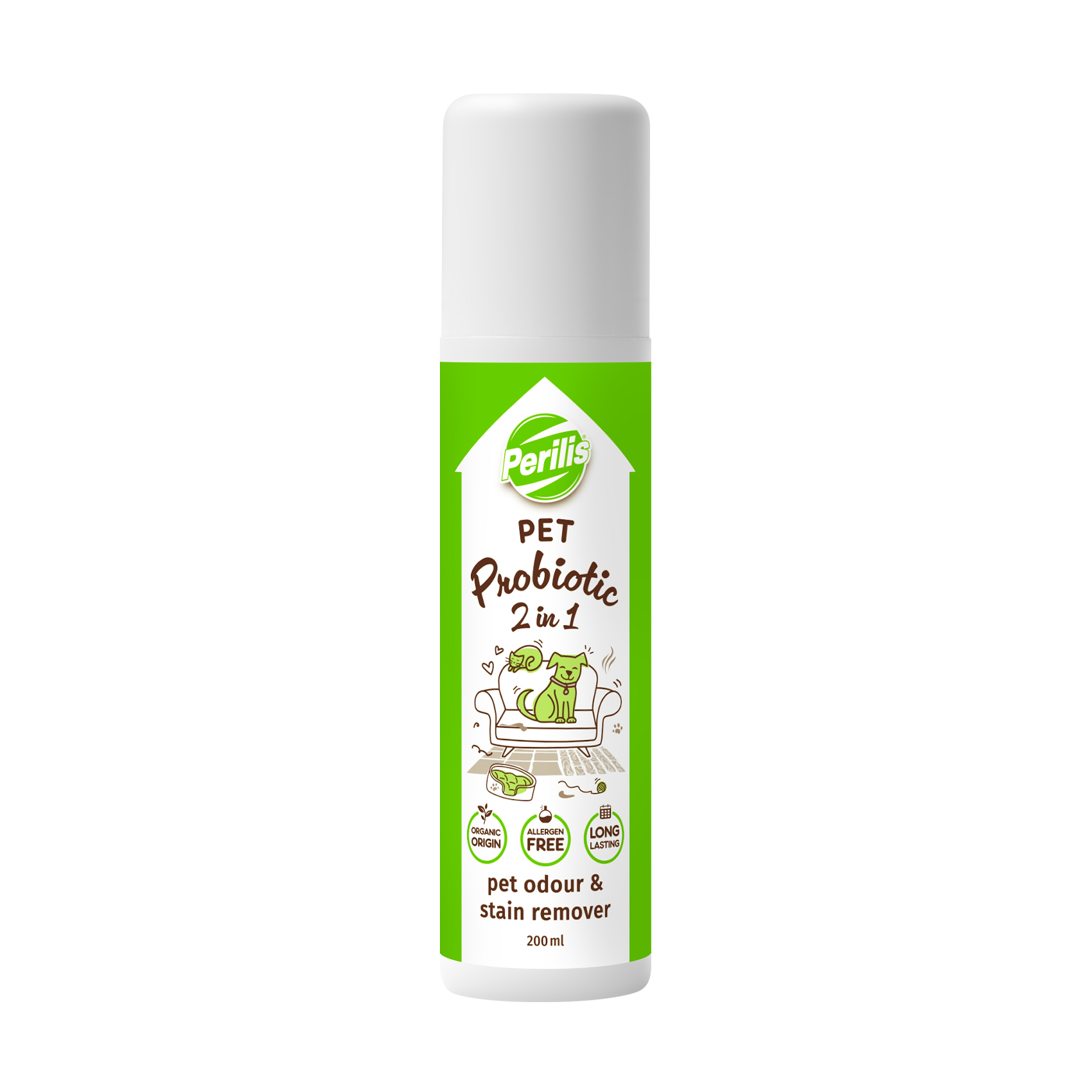Плямовивідник та нейтралізатор запахів тварин 2 в 1 Perilis Probiotic Pet Odour &amp; Stain Remover, 200 мл